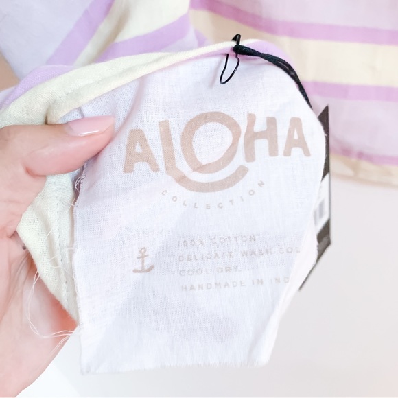 NWT RARE ALOHA Collection Montauk Hapa Pareo - Ube Purple Striped Sarong - Picture 8 of 13